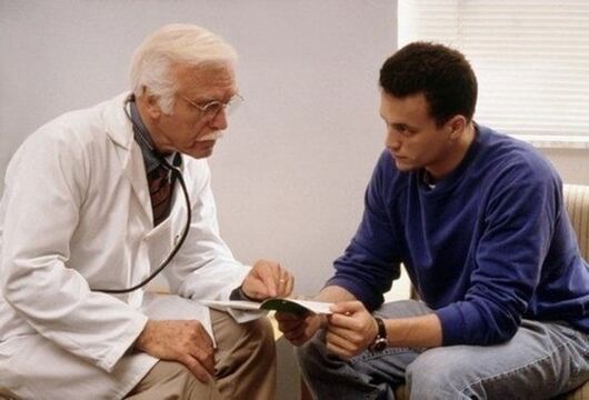 a man at the doctor with discharge when excited